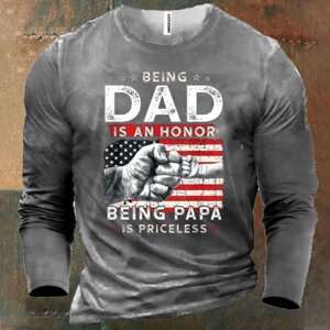 Мужская хлопковая футболка с американским флагом «Быть папой»