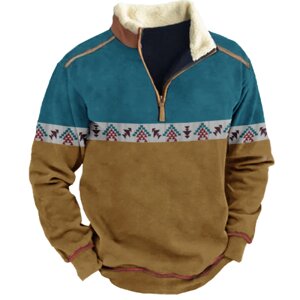 Мужская контрастная зимняя толстовка Aztec Quarter Zip Color