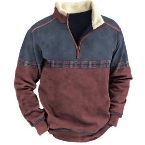 Мужская контрастная зимняя толстовка Aztec Quarter Zip Color