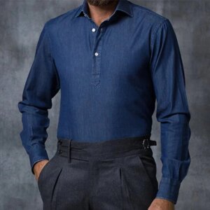 Мужская рубашка из джинсовой ткани с принтом