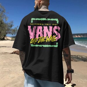 Мужская свободная футболка большого размера с короткими рукавами Vans Off The Wall Surf Beach