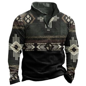 Мужская толстовка Aztec Zipper Fall And Winter с лацканами