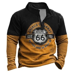 Мужская толстовка на молнии с принтом Route 66 на открытом воздухе