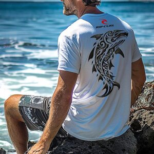 Мужская винтажная пляжная футболка с короткими рукавами в стиле 90-х Rip Curl Fish Surf Beach