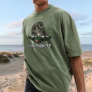 Мужская винтажная повседневная повседневная футболка с принтом Carhartt Surf Beach