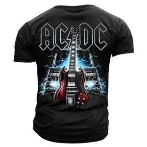 Мужская винтажная рок-группа ACDC с принтом гитары высокого напряжения повседневная футболка с коротким рукавом и круглым вырезом