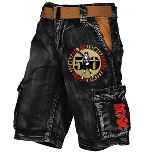 Мужские шорты-карго ACDC Rock Band 50 Golden Years Vintage Distressed Utility Outdoor Shorts