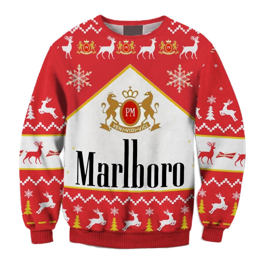 Толстовка унисекс Marlboro с принтом Fun Ugly Christmas - Андижан