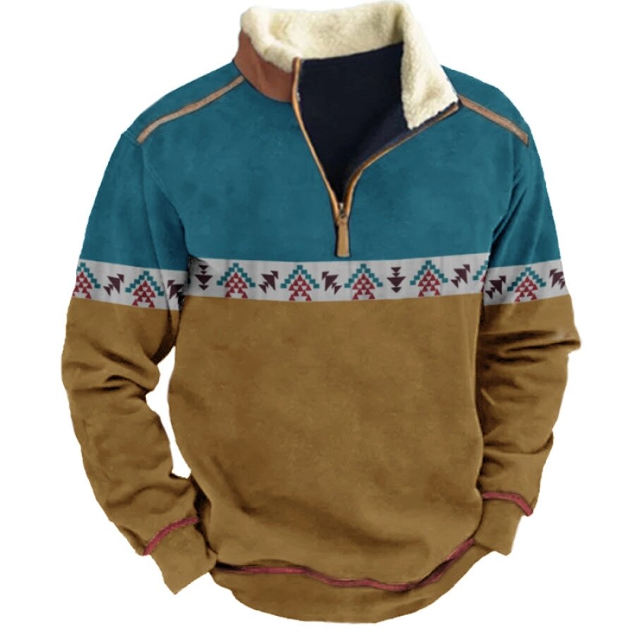 Мужская контрастная зимняя толстовка Aztec Quarter Zip Color - описание