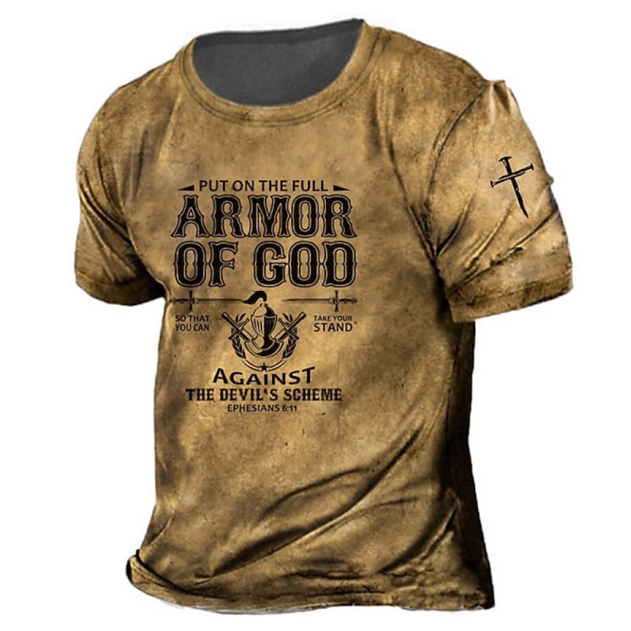 Мужская винтажная футболка с короткими рукавами и круглым вырезом Full Armor Of God - обзор