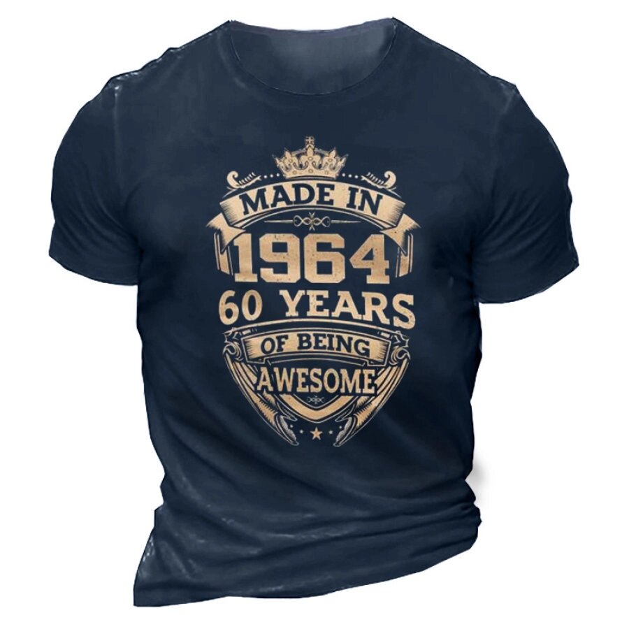 Мужская классическая футболка с коротким рукавом Made In 1964 60 YEARS OF BEING AWESOME 2024 - опт