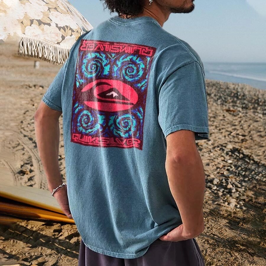 Мужская винтажная футболка Quiksilver Surf с короткими рукавами 90-х годов - наличие