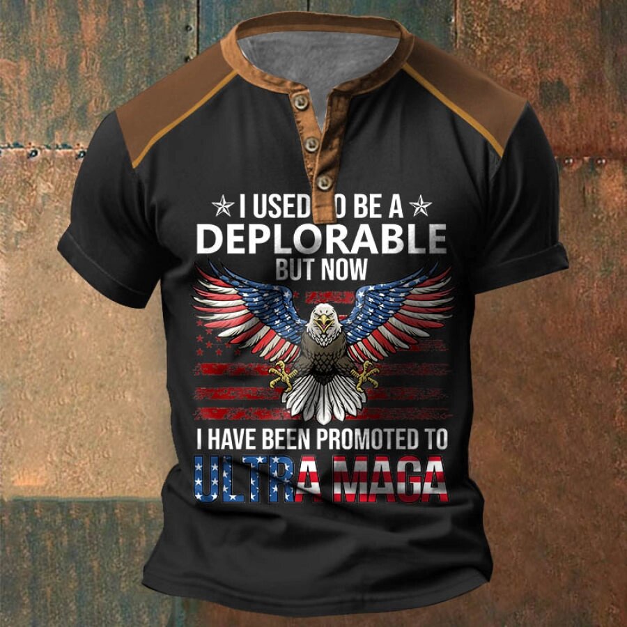 Мужская футболка American Eagle Deplorable Ultra Maga винтажные летние повседневные топы с цветными блоками Henley - отзывы