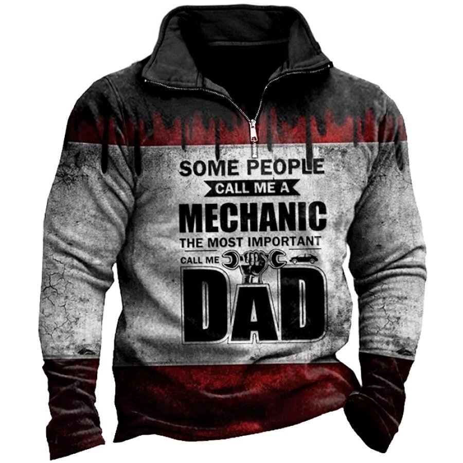 Мужская толстовка с воротником-стойкой на молнии Some People Call Me Mechanic But Important Call Me Dad - Узбекистан