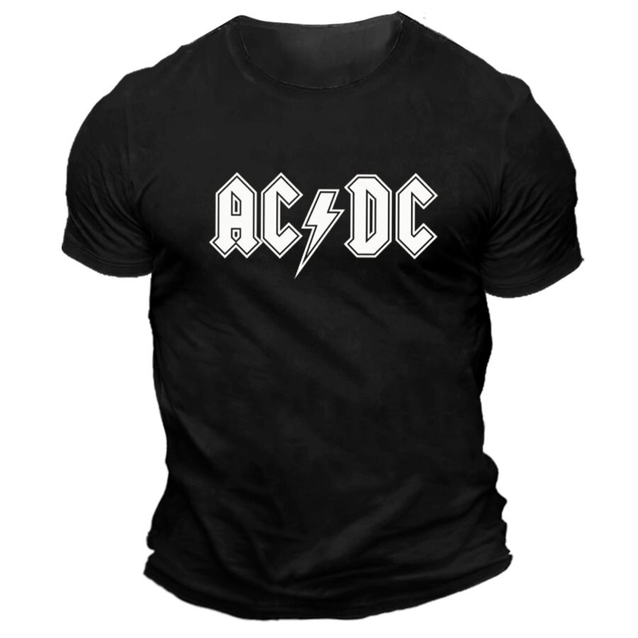 Мужская винтажная футболка ACDC Rock Band Hells Bells с принтом повседневная футболка с короткими рукавами и контрастным цветом с круглым вырезом - особенности