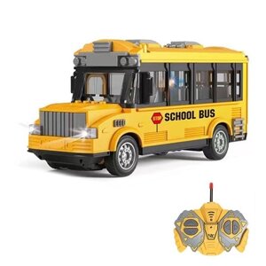 1/30 4-Канальный школьный автобус с дистанционным управлением, автомобиль с дистанционным управлением и легкой музыкой, открывающиеся двери, игрушки