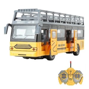 1/30 4-Канальный школьный автобус с дистанционным управлением, автомобиль с дистанционным управлением и легкой музыкой, открывающиеся двери, игрушки