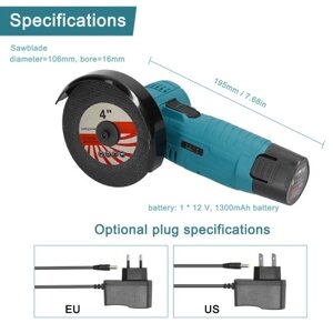 12 V 19500rpm M5 Угловая шлифовальная машина Щеточный двигатель Электрический шлифовальный инструмент Многофункциональный литиевый станок для резки Универсальный электроинструмент для резки Полировка Керамическая