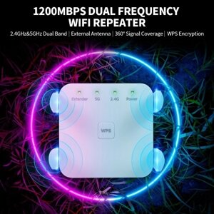 1200 Мбит / с 2,4G 5G Двухчастотный повторитель WiFi WiFi Extender Беспроводной усилитель сигнала Белый для домашнего офиса Использование EU Plug