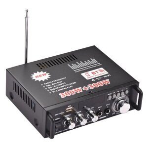 12V / 220V Mini Audio Усилитель мощности 2CH 300W + 300W для автомобильного домашнего использования BT Цифровой аудиоприемник