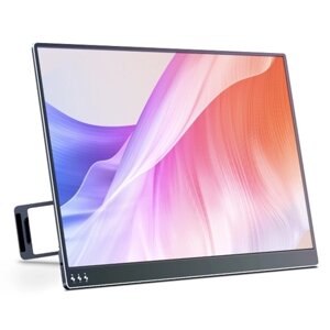 13,3-дюймовый портативный монитор QLED-экран Разрешение 1920 * 1080 со встроенным складным кронштейном Широкая совместимость Черный штекер стандарта ЕС