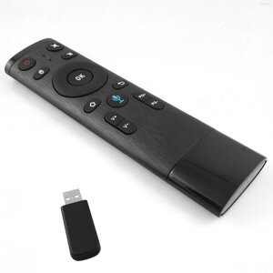 2.4G беспроводной пульт дистанционного управления с USB-приемником Голосовой ввод для Smart TV Android TV Box HTPC PC Projector Black