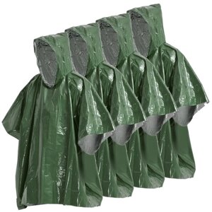 4 Pack Emergency Rain Poncho Тепловое пончо Погодозащитное снаряжение для выживания на открытом воздухе