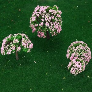 4 штук пластиковые модели деревьев поезд макет сад пейзаж белый и розовый цветок деревья Pink миниатюрный диорамы