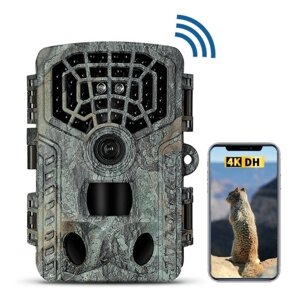 4K 32MP WiFi Trail Camera Водонепроницаемая охотничья камера ночного видения с управлением через приложение для охоты и наблюдения за дикой природой