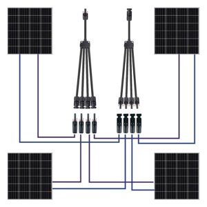 5 пар штекерных/гнездовых кабельных разъемов для панели солнечных батарей с обжимными клещами От 1 до 4 ответвлений Y-типа Отводной соединительный ключ Инструмент для сборки фотоэлектрической системы IP67