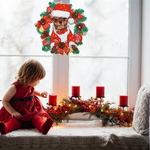 5D Алмазная краска Рождественский венок DIY круглая гирлянда украшения набор украшений для окна стены двери декор взрослых детей