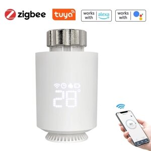 5Pcs Tuya Zigbee Термостатические клапаны радиатора Интеллектуальное беспроводное управление приложением для мобильного телефона Термостат для домашнего отопления, Совместимый с Amazon Alexa Google Home