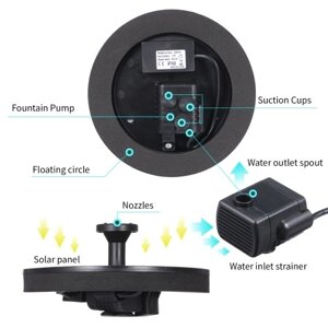 6 В, 1 Вт, фонтан на солнечной энергии, автономный, солнечный, сделай сам, фонтан для птиц, насос, открытый плавающий фонтан, панель для аквариума, небольшой пруд, сад, патио, лужайка, бассейн