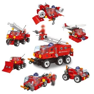 7in1 Stem Toys Развивающие строительные блоки 159 шт. Stem Building Toys для детей 5+ Пожарная машина Подарки на день рождения со светом и звуком