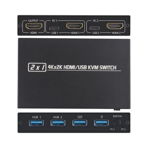 AIMOS AM-KVM 201CL 2-в-1 HDMI / USB KVM-переключатель Поддержка HD 2K * 4K 2 хоста Общий доступ 1 Комплект монитора / клавиатуры и мыши