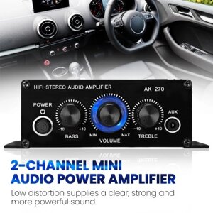 AK270 Mini Audio 2-канальный стерео усилитель мощности Портативный усилитель звука AUX входной динамик Amp для автомобиля и дома