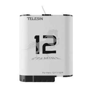 Аккумулятор для спортивной камеры TELESIN, 1720 мАч, большая емкость, полная декодировка, быстрая зарядка, замена для экшн-камер GoPro Hero 12/11/10/9