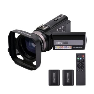 Andoer 4K 60FPS Ultra HD Цифровая видеокамера DV-видеокамера 48MP 16-кратный зум 3-дюймовый вращающийся ЖК-сенсорный экран Совместное использование Wi-Fi ИК ночного видения Обнаружение движения Замедленная съемка с