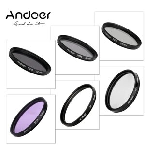 Andoer 52mm UV + CPL + FLD + ND (ND2 ND4 ND8) Комплект для фотосъемки Ультрафиолетовый круговой поляризационный флуоресцентный нейтральный фильтр плотности для Nikon Canon Sony Pentax DSLR