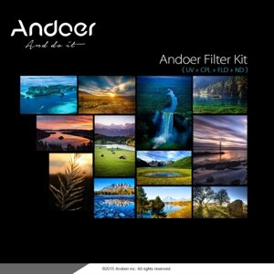 Andoer 77 мм УФ + CPL + FLD + ND (ND2 ND4 ND8) фотографии комплект ультрафиолетового циркуляр поляризационный флуоресцентные нейтральной плотности фильтра фильтр для Pentax зеркалок Nikon Canon Sony