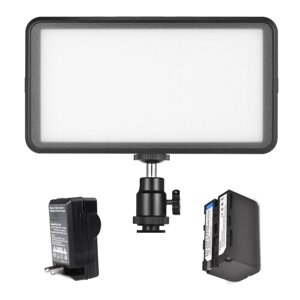 Andoer Ultra-thin Studio Video Photo Светодиодная панель для видеосъемки 3200K / 6000K 20W Dimmable 228pcs Beads с 4400mAh аккумуляторная батарея + зарядное устройство для Canon Nikon DSLR Camera DV Camcorder