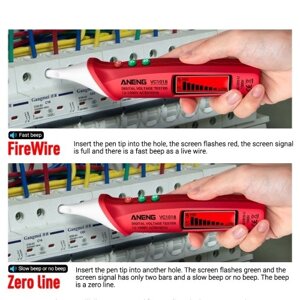 ANENG VC1018 Бесконтактный цифровой тестер напряжения с ЖК-дисплеем 12–1000 В Многофункциональный тестер пера Детектор напряжения переменного тока Непрерывность электрического тока Карандаш для проверки аккумулятора