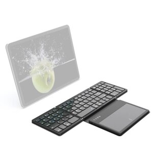 B055 ультратонкая беспроводная клавиатура вчетверо с большой сенсорной панелью клавиатура BT Tablet бесшумная мини-клавиатура