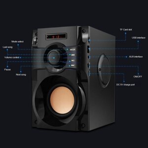 Беспроводной Bluetooth-динамик большой мощности, стерео сабвуфер, мощный бас, музыкальный плеер, AUX IN, ЖК-дисплей, FM-радио, слот для TF-карты, воспроизведение музыки на диске