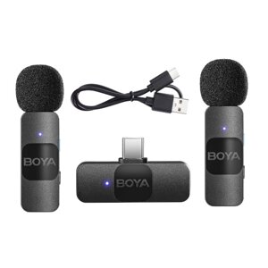 BOYA BY-V20 One-Trigger-Two 2.4G Wireless Microphone System Пристегивающийся микрофон для телефона