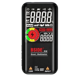 BSIDE S10 Интеллектуальный мультиметр 9999 отсчетов Цифровой ЖК-дисплей Вольтметр переменного / постоянного тока Омметр Тест Сопротивление Емкость Частота Непрерывность диода NCV Линия под напряжением со вспышкой