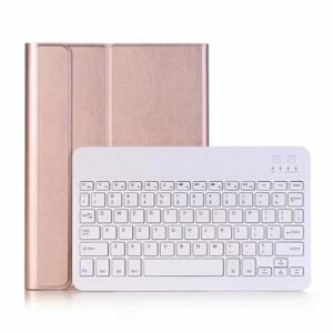 BT3.0 Чехол для беспроводной клавиатуры Защитный чехол для iPad Съемный чехол для клавиатуры Замена для iPad 10.2 (2019) (розовое золото-белый)
