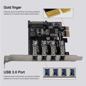 Четыре порта USB 3.0 Super Fast 5 Гбит / с Карта расширения PCI-E Адаптер PCI Express Модуль платы преобразователя Блок питания для настольного ПК с низкопрофильным кронштейном 2U