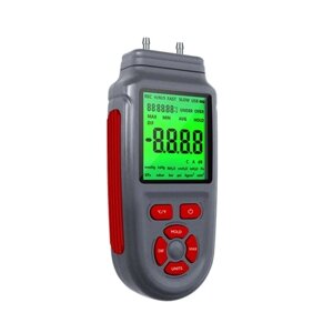 Цифровой манометр Двухпортовый тестер давления воздуха и газа Дифференциальный манометр с ЖК-дисплеем с подсветкой, питание от батареи или USB-кабеля, поддерживает измерение температуры /