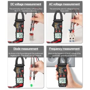 Цифровой мультиметр ANENG True RMS, токоизмерительные клещи, детектор напряжения постоянного / переменного тока, измеритель напряжения переменного тока с емкостью в омах, диод для проверки целостности цепи NCV, тестер